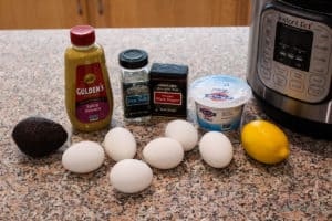 Recipe Ingredients and Instant Pot on a kitchen counter