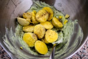 All filling ingredients in the bowl ready to mix