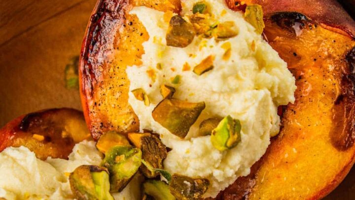 Image for FRESH Grilled Peaches with Honey Mascarpone and Pistachios