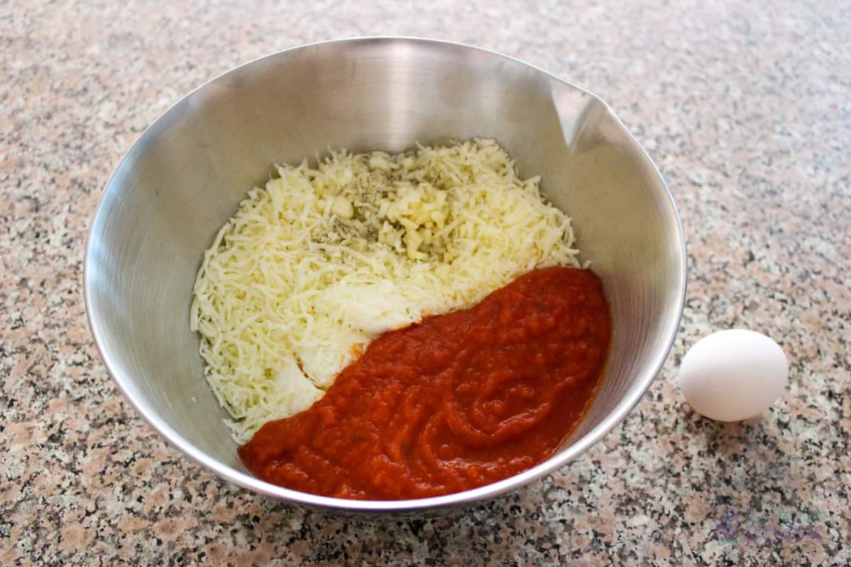 All sauce components execpt the egg in a mixing bowl