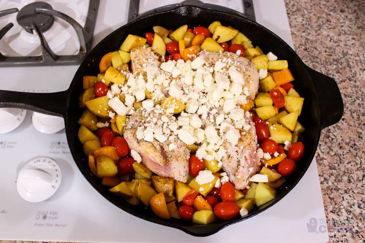 Assembled dish ready to go in the oven.