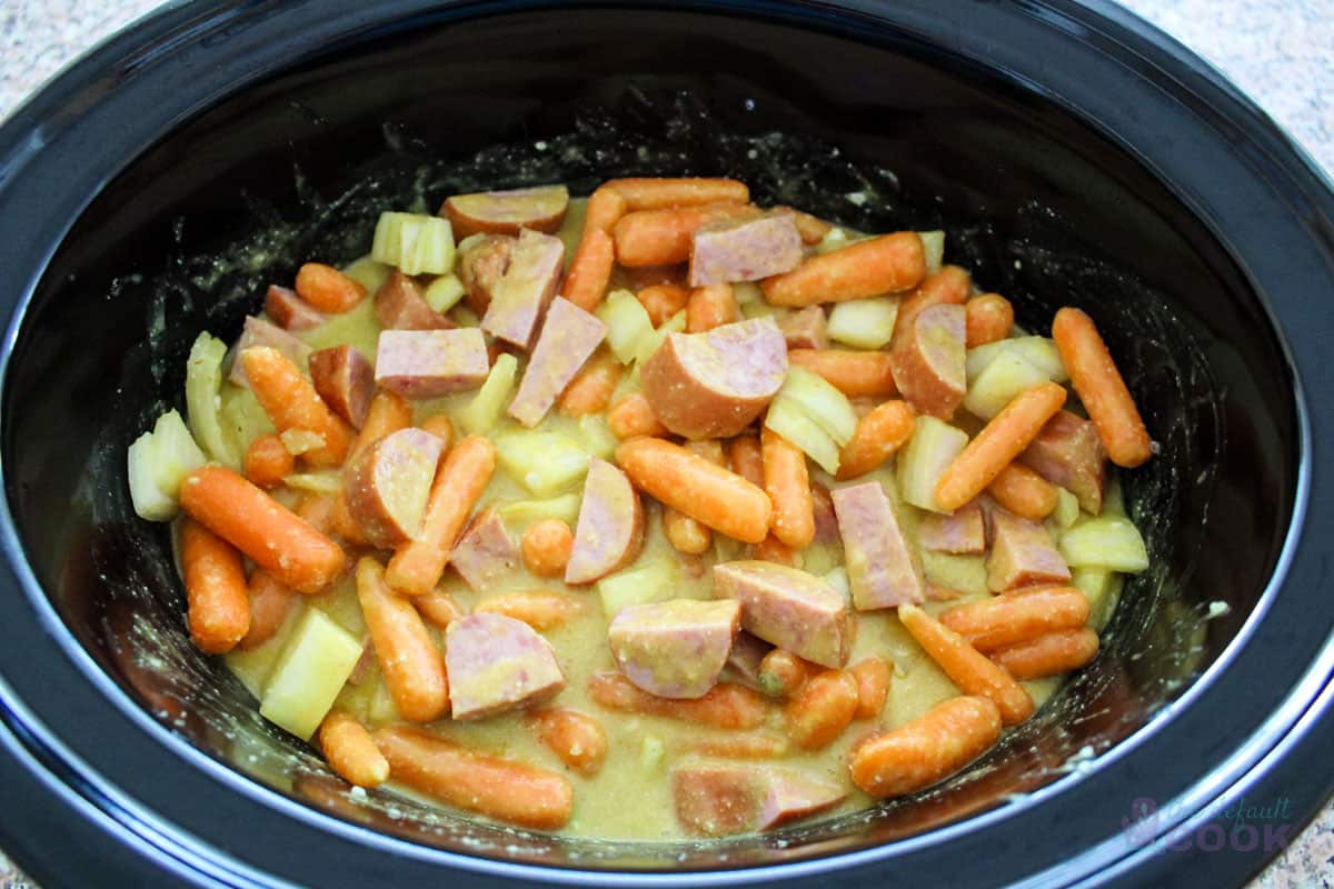 All ingredients after stirring but before cooking.