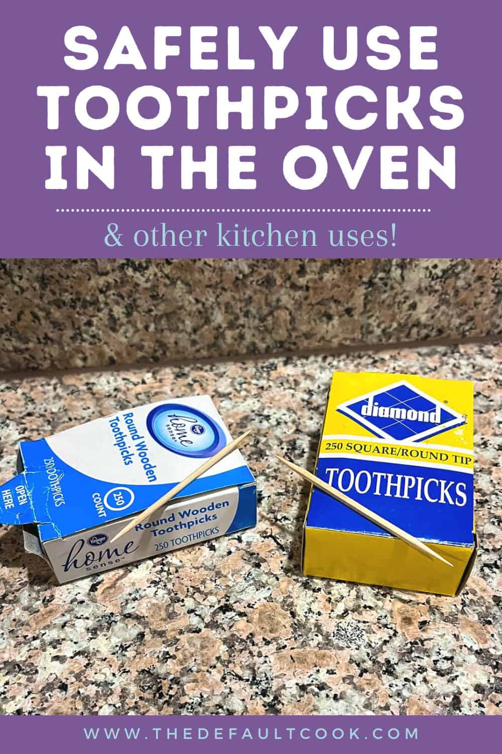 Two closed boxes of toothpicks on a kitchen counter with one from each box sitting on top.